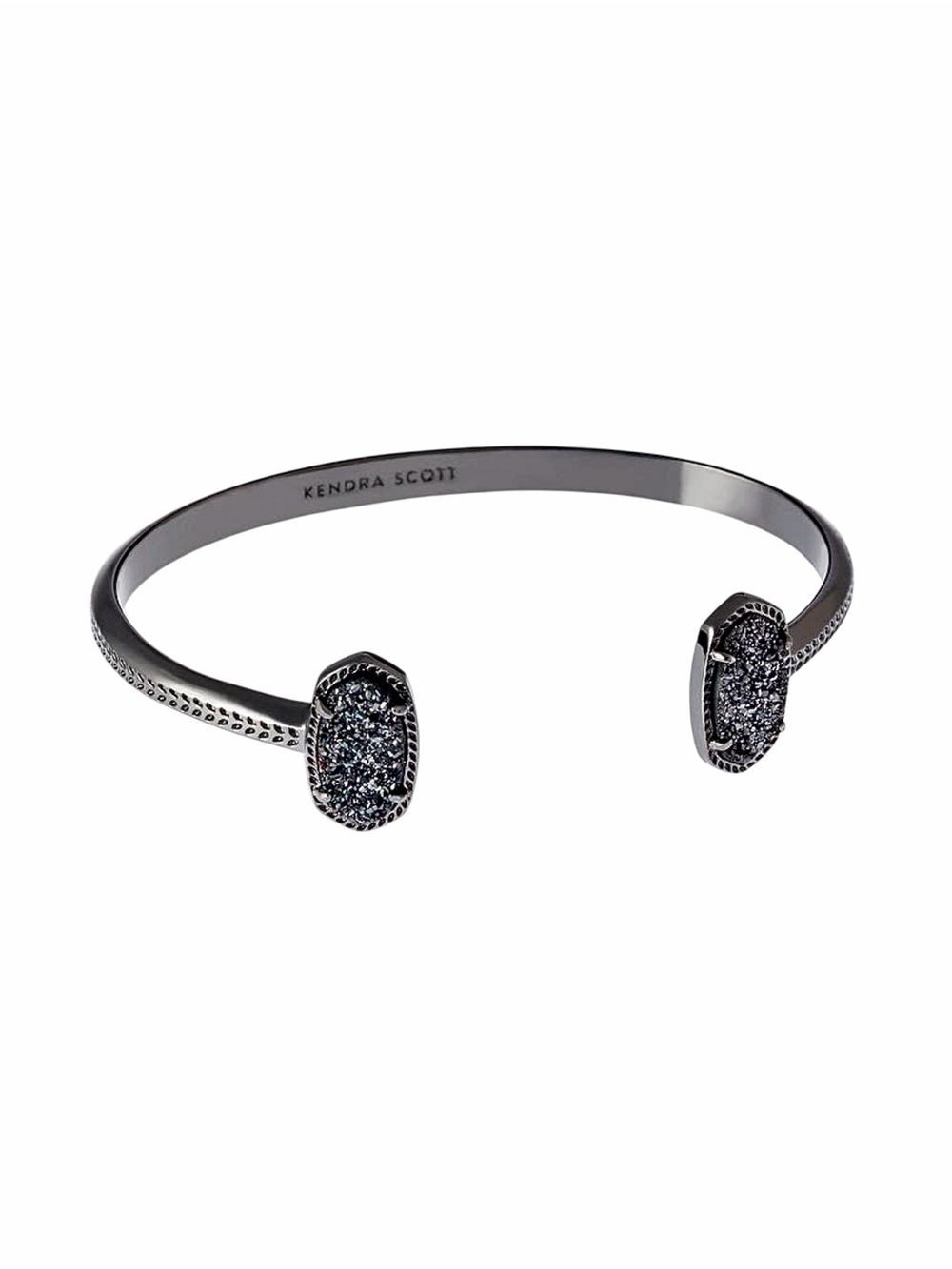 Kendra Scott – Elton Station Cuff Bracelet Druzy Gunmetal Set w/ Ring – Sz. OS